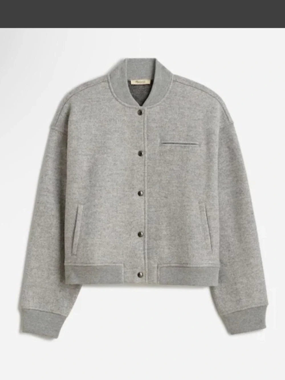 Madewell-Snap Front Bomber Jacket size Small Grey-like new - Picture 2 of 14